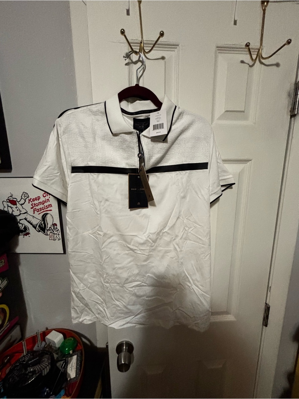 Men's White Polo with Black Trim by Marc Anthony